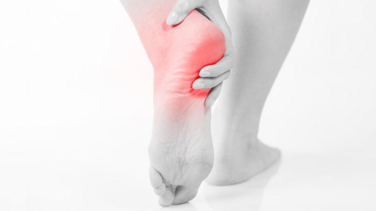 Female foot heel pain, Woman's problem concept